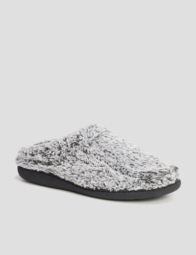 Chaussons bout rond fourrés gris homme