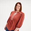 Blouse manches ballons 3/4 vieux rose femme grande taille