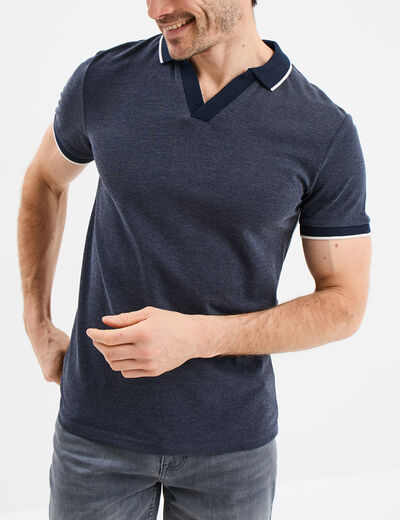 Polo droit manches courtes coton bleu marine homme