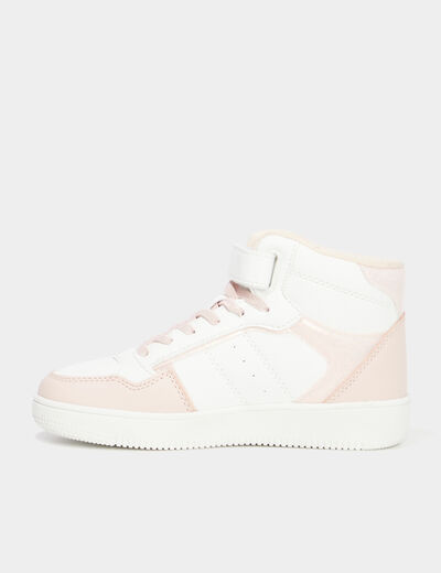 Baskets montantes à scratchs Iconic rose corail fille