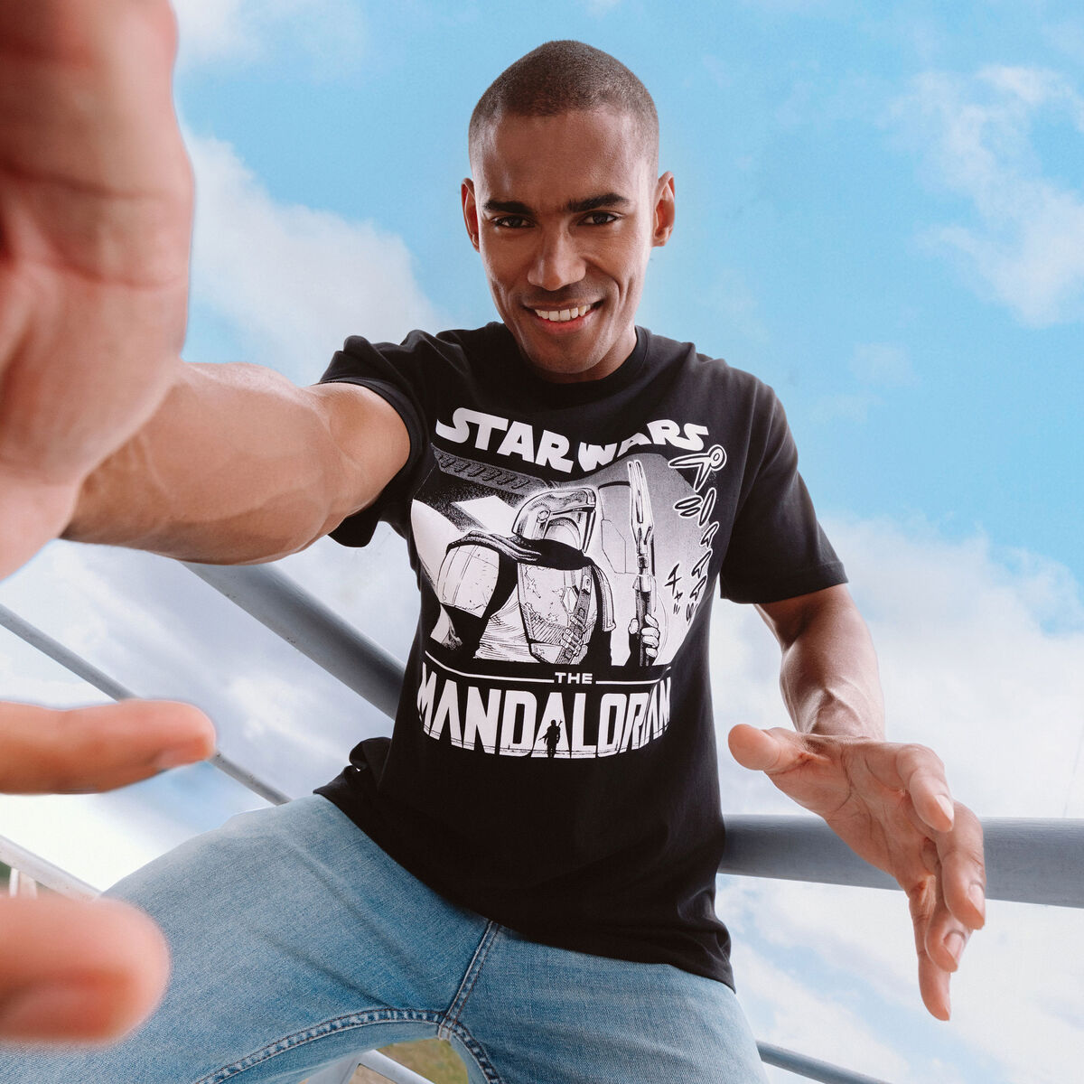 T-shirt coton Star Wars Mandalorian noir homme