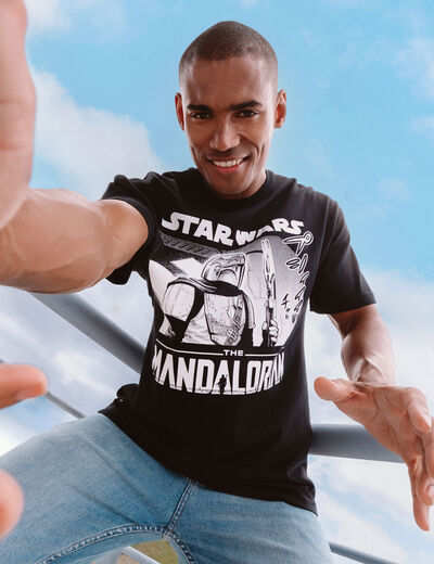 T-shirt coton Star Wars Mandalorian noir homme
