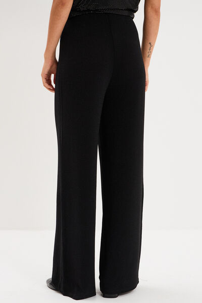 Pantalon large &agrave; paillettes noir femme