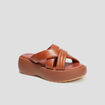 Mules compensées en cuir Liberto marron femme