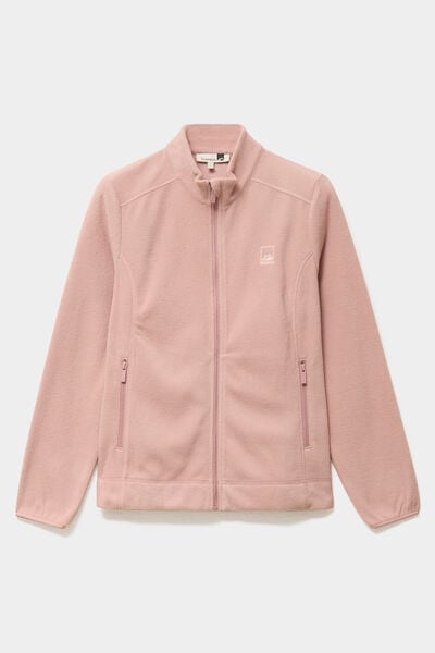 Veste polaire zipp&eacute; manches longues rose poudr&eacute;e femme