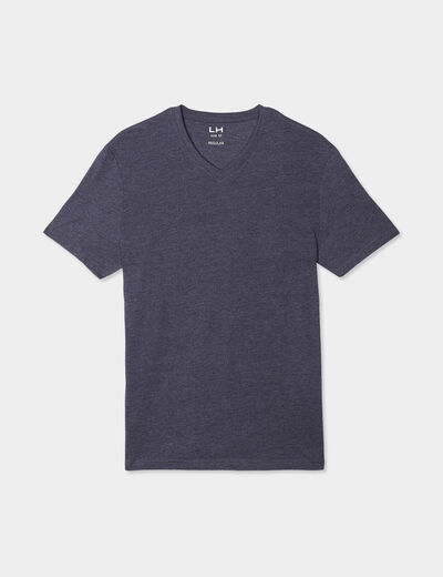 T-shirt droit col V bleu homme