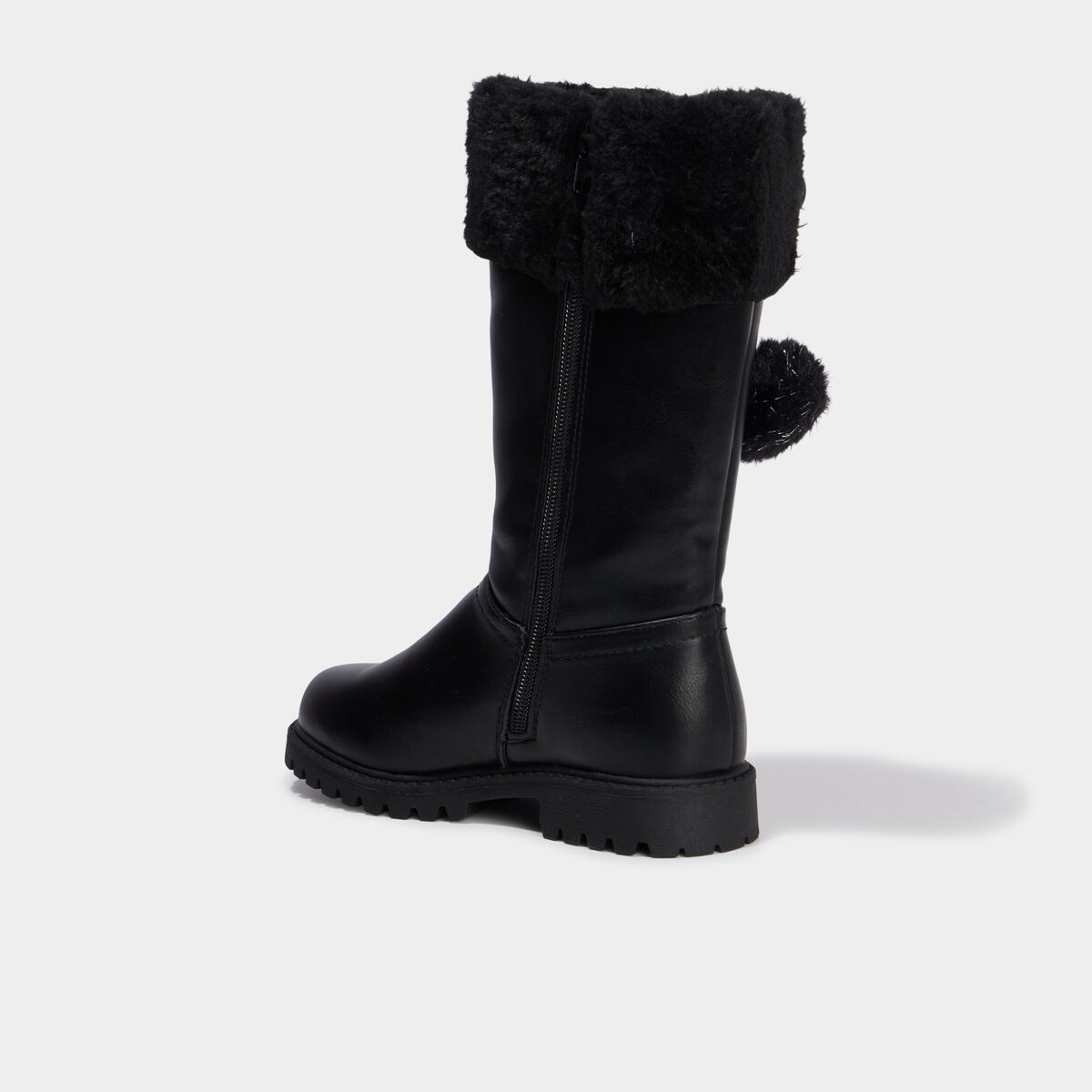 Bottes fourr&eacute;es &agrave; pompons noir fille