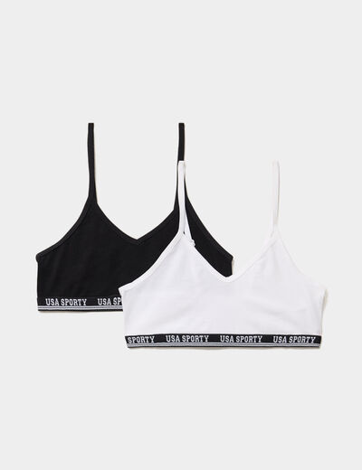 Lot 2 brassières triangles coton noir fille
