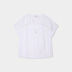 Blouse Col tunisien gaze de coton blanc femme