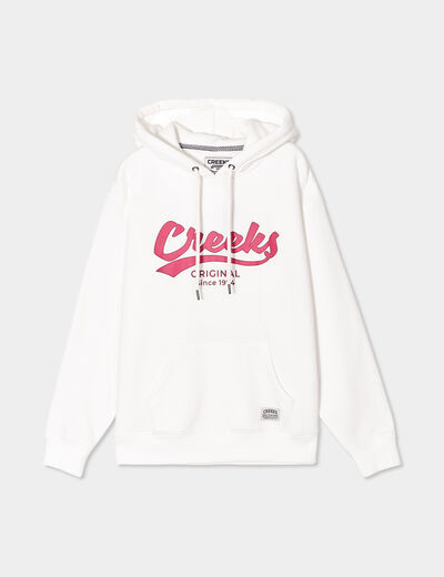 Sweat &agrave; capuche hoodie blanc femme