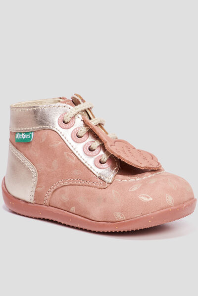 Bottillons en cuir Bonzip2 rose bébé fille