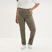 Pantalon droit taille haute extensible vert kaki femme grande taille