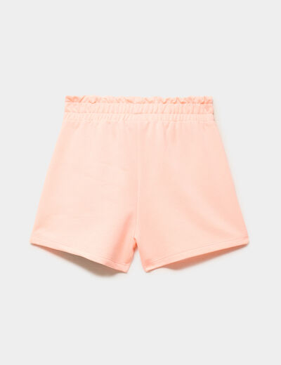 Short taille smock&eacute;e Vaiana et Ariel orange fluo fille