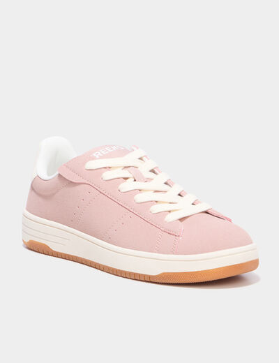Tennis basses &agrave; lacets rose femme