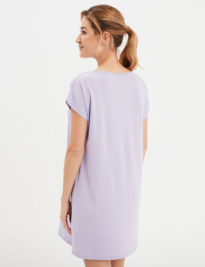 Chemise de nuit manches courtes coton parme femme