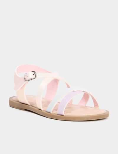 Sandales avec brides d'attache cheville rose fille