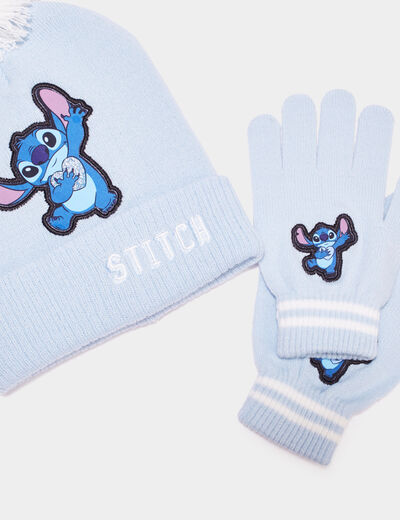 Ensemble bonnet et gants Stitch bleu fille