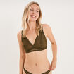 Soutien-gorge triangle dentelle vert kaki femme