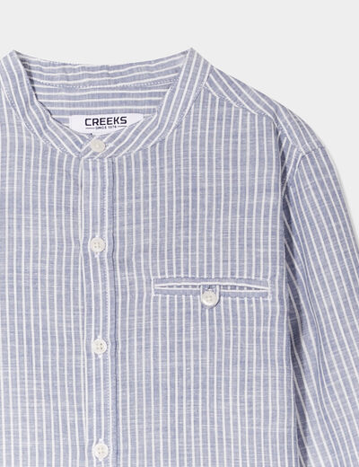 Chemise col mao manches longues Creeks gris clair garçon