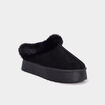 Mules fourr&eacute;es plateforme su&eacute;dine noir femme