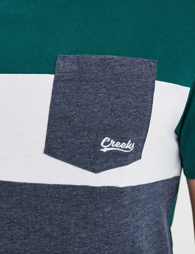 T-shirt droit 1 poche buste coton Creeks vert foncé homme