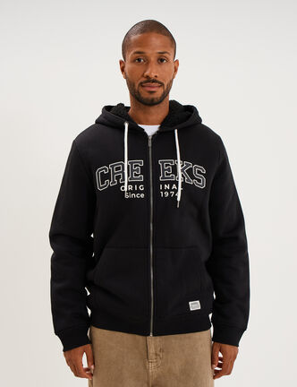 Sweat zipp&eacute; &agrave; capuche doubl&eacute; noir homme