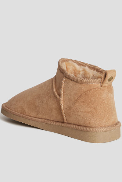 Bottines imitation fourrure sable femme