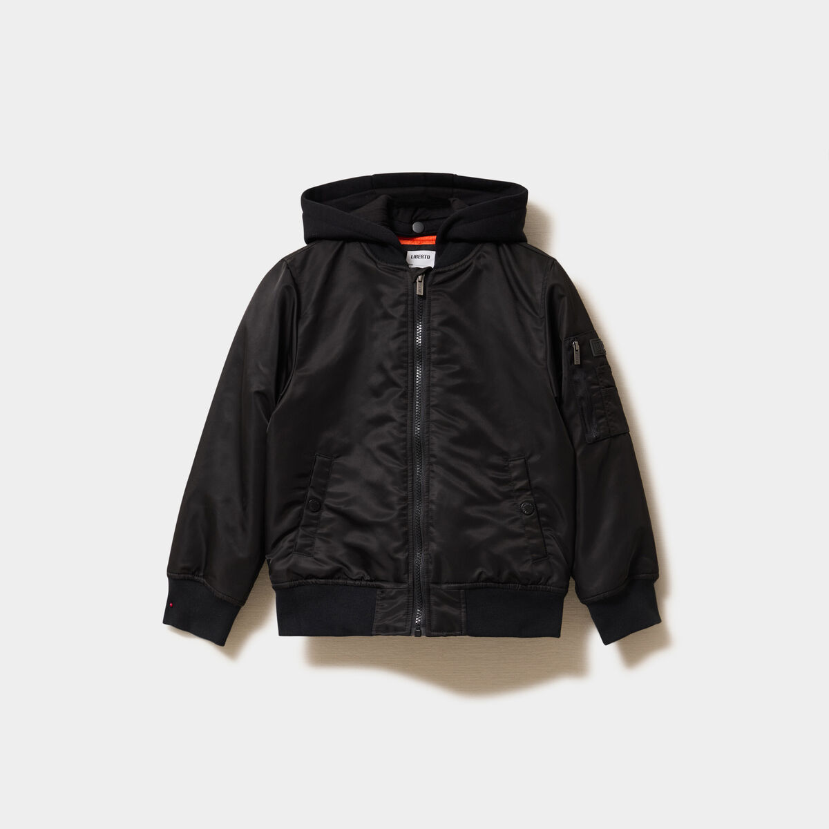 Blouson bomber &agrave; capuche noir gar&ccedil;on