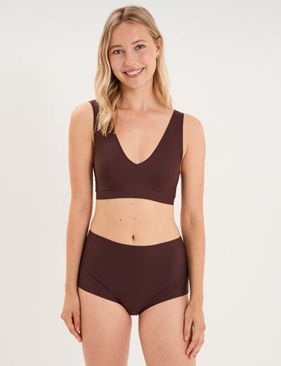 Soutien-gorge brassi&egrave;re microfibre marron femme
