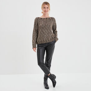Pull manches longues vert kaki femme