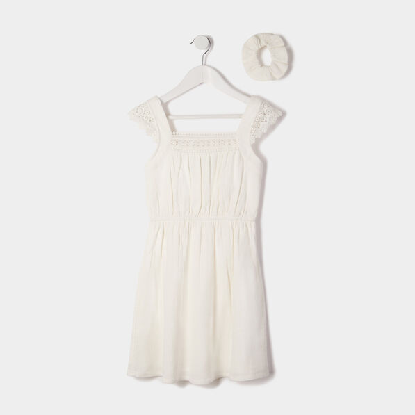 ensemble robe a broderie et chouchou ecru fille Ensemble robe à broderie et chouchou ecru fille