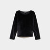 T-shirt ajust&eacute; effet velours &agrave; strass noir fille