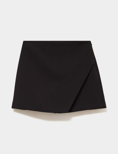 Jupe-short portefeuille courte noir femme