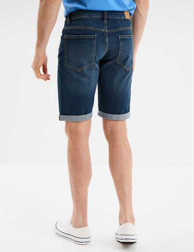 Bermuda stretch droit en jean denim dirty homme