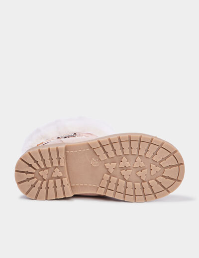 Bottes avec fourrure et paillettes rose champagne fille