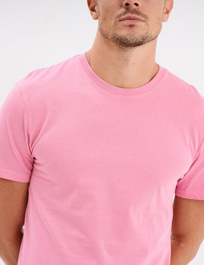 T-shirt droit en coton manches courtes rose homme
