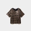 T-shirt sequins manches courtes loose couleur cuivre femme grande taille