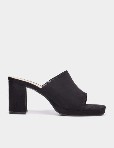 Mules à talons noir femme