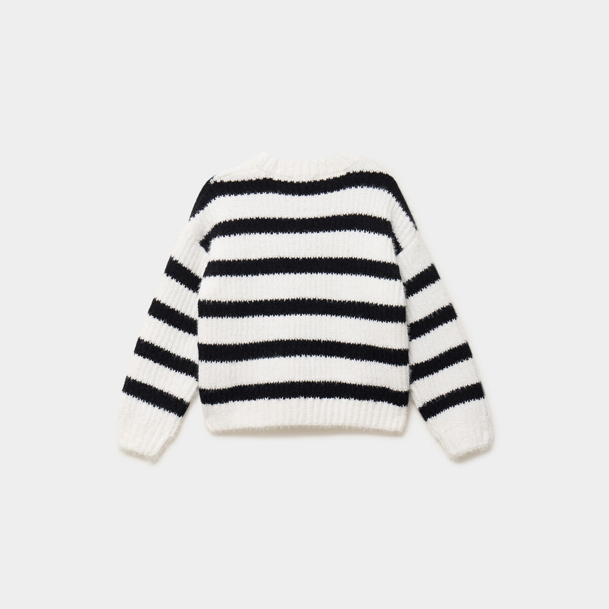 Pull col rond manches longues relax noir fille