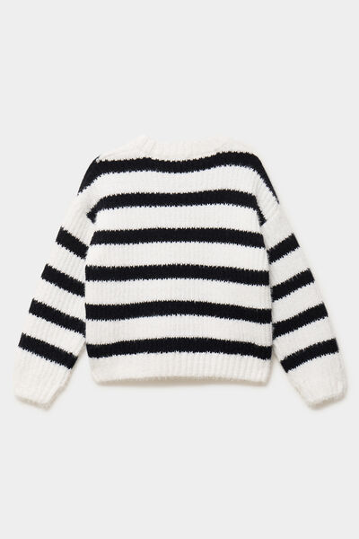 Pull col rond manches longues relax noir fille