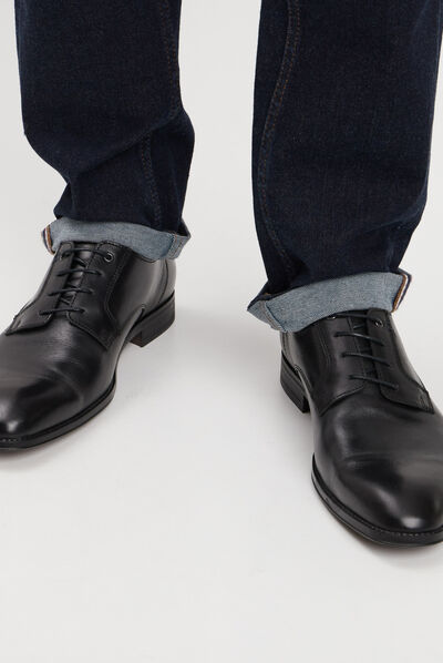Derbies à lacets en cuir noir homme