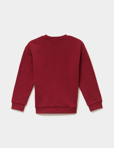 Sweat col rond oversize manches longues rouge fonc&eacute; gar&ccedil;on