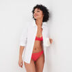 Tanga avec micro dentelle rose framboise femme