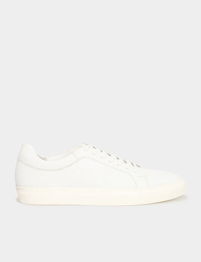 Tennis basses en cuir blanc homme