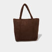 Sac shopper effet polaire marron fonc&eacute; femme