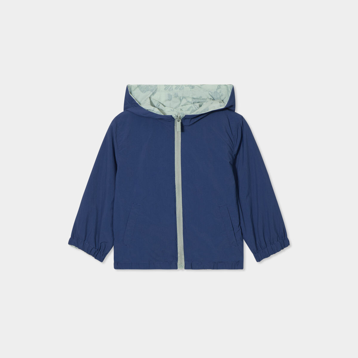 Blouson imperm&eacute;able r&eacute;versible vert pastel b&eacute;b&eacute; gar&ccedil;on