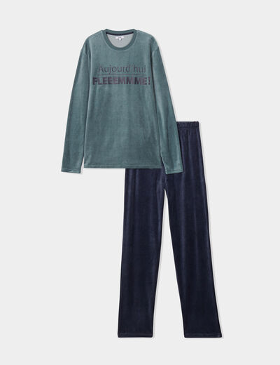 Ensemble pyjama 2 pièces haut et bas vert homme
