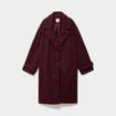 Manteau long col &agrave; revers boutonn&eacute; violet fonc&eacute; femme grande taille