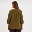 Blouse oversize manches 3/4 et col en V beige femme grande taille