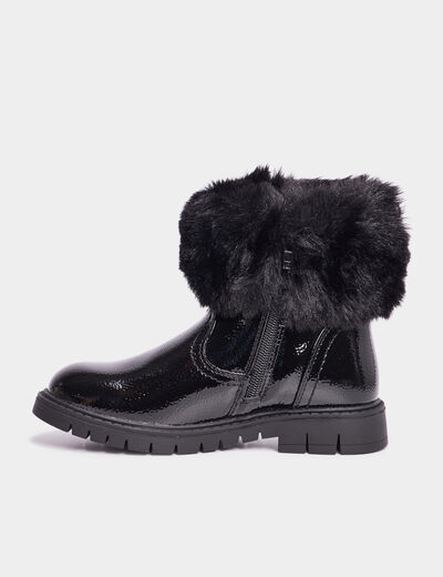 Bottines avec fausse fourrure noir fille